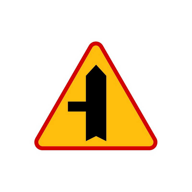 Znak A-6C Skrzyżowanie z drogą podporządkowaną występującą po lewej stronie