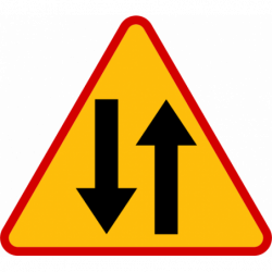 Znak A-20 Odcinek jezdni o ruchu dwukierunkowym
