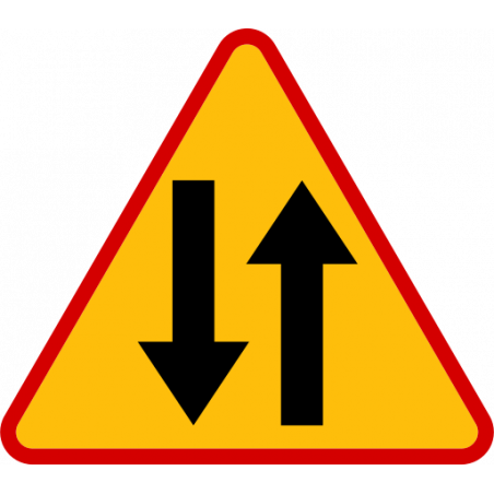 Znak A-20 Odcinek jezdni o ruchu dwukierunkowym
