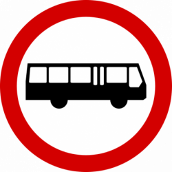 Znak B-3A Zakaz wjazdu autobusów