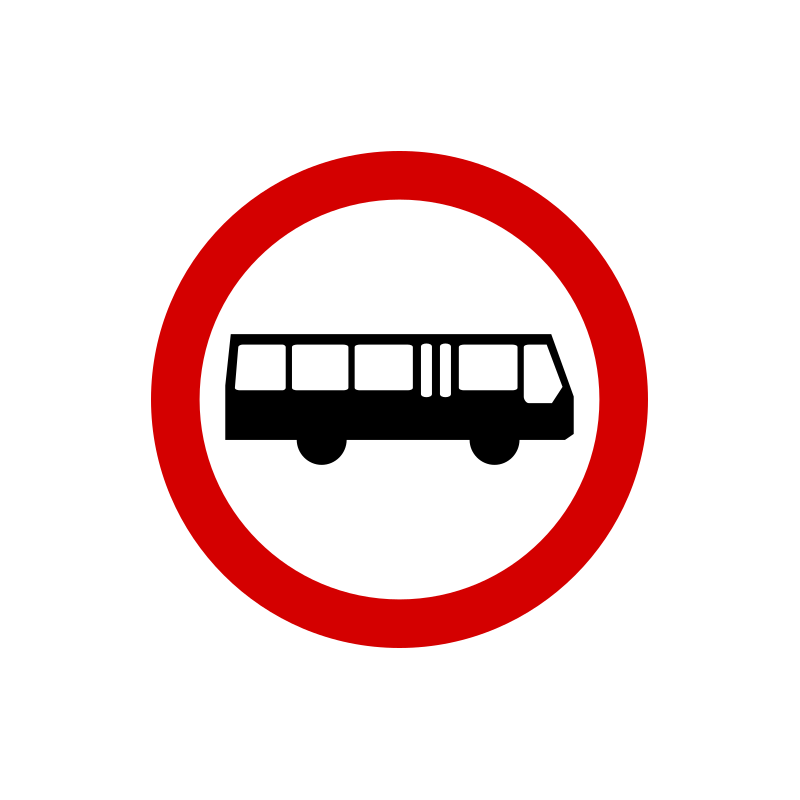 Znak B-3A Zakaz wjazdu autobusów