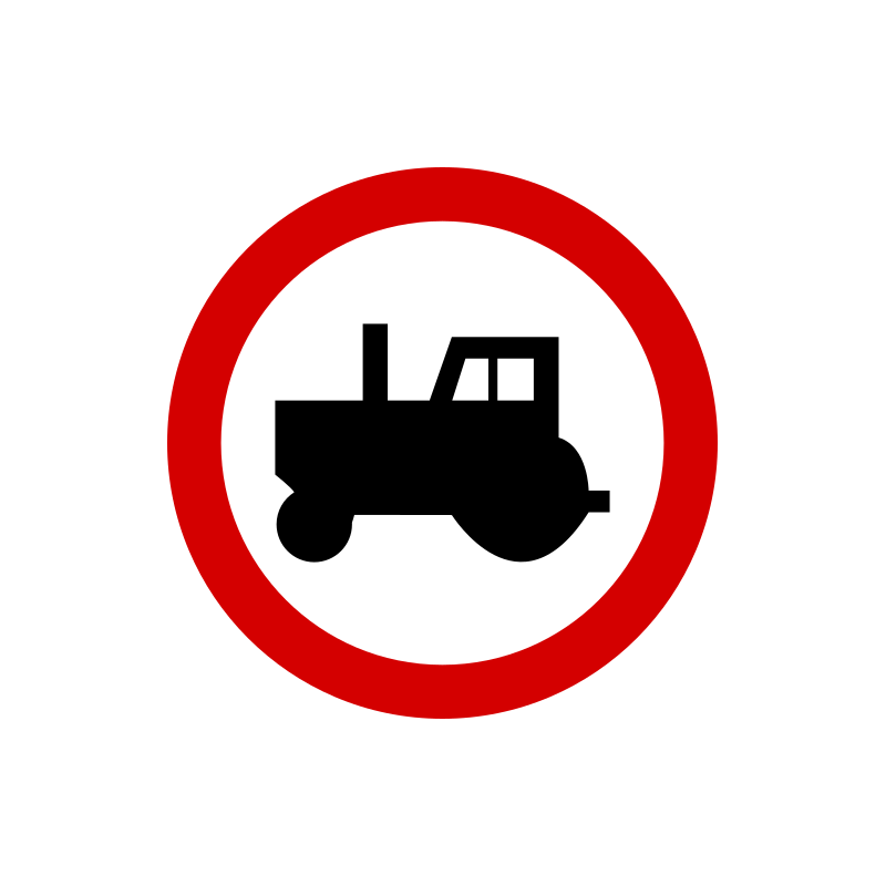 Znak B-6 Zakaz wjazdu ciągników rolniczych