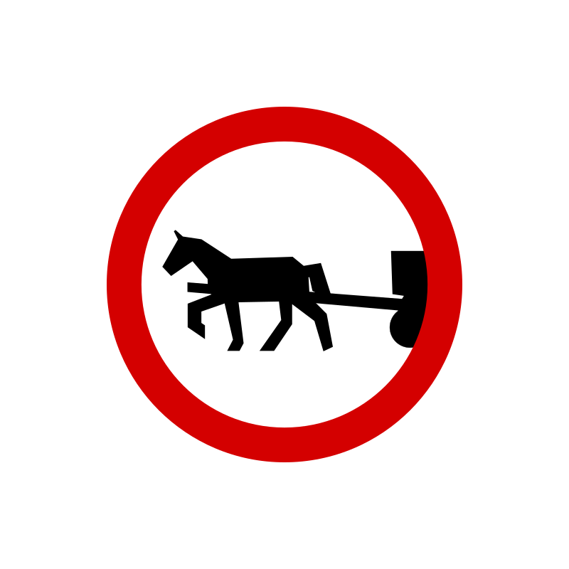 Znak B-8 Zakaz wjazdu pojazdów zaprzęgowych