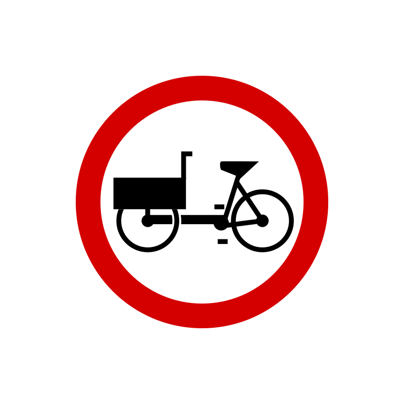Znak B-11 Zakaz wjazdu wózków rowerowych i rowerów wielośladowych
