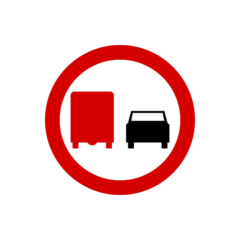 Znak B-26 Zakaz wyprzedzania przez samochody ciężarowe