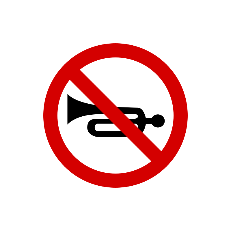 Znak B-29 Zakaz używania sygnałów dźwiękowych