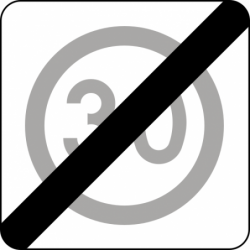 Znak B-44 Koniec strefy ograniczonej prędkości