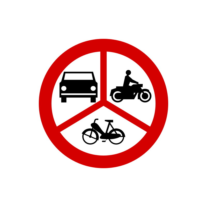 Znak B-3/4/10 Zakaz wjazdu pojazdów silnikowych oraz motocykli i motorowerów