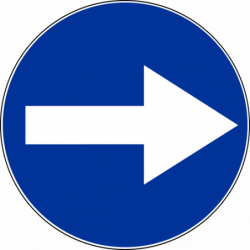 Znak C-1 Nakaz jazdy w prawo przed znakiem