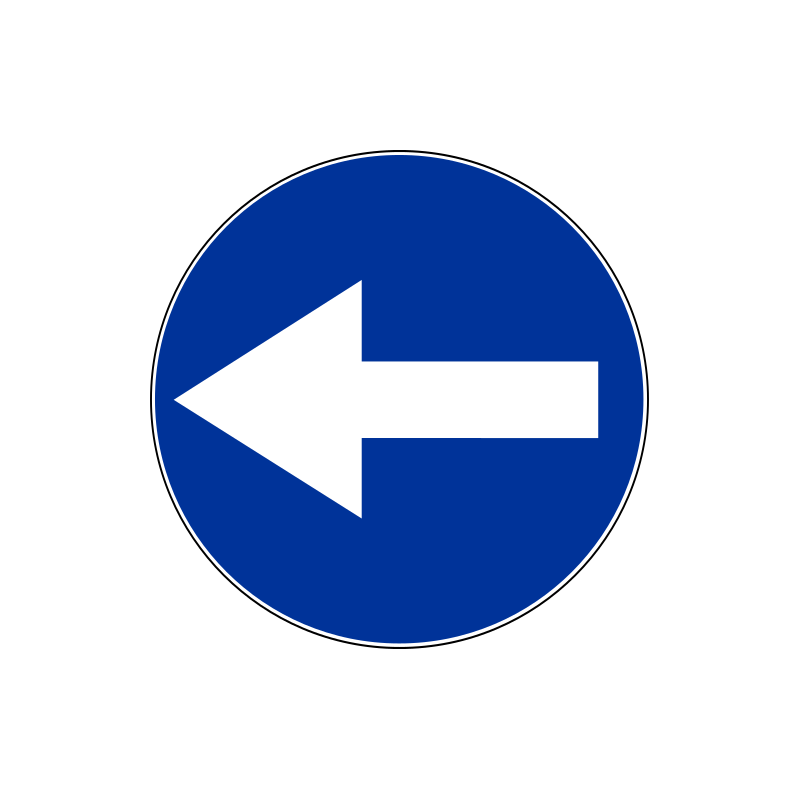 Znak C-3 Nakaz jazdy w lewo przed znakiem