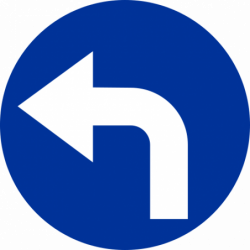 Znak C-4 Nakaz jazdy w lewo za znakiem