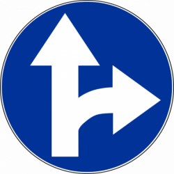 Znak C-6 Nakaz jazdy prosto lub w prawo