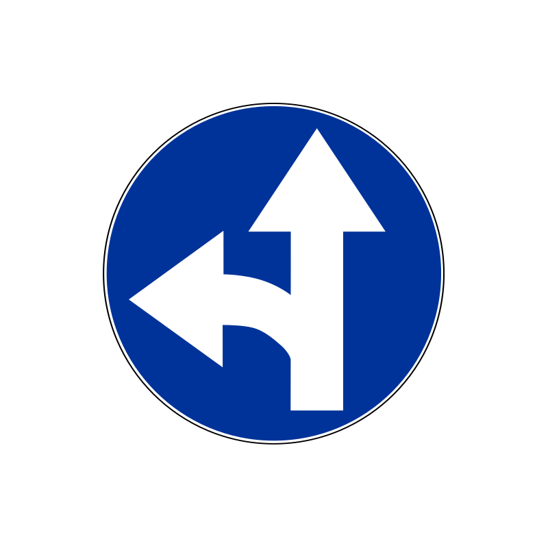 Znak C-7 Nakaz jazdy prosto lub w lewo
