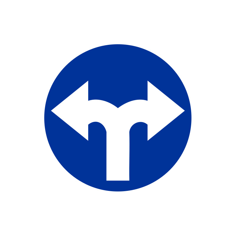 Znak C-8 Nakaz jazdy w prawo lub w lewo
