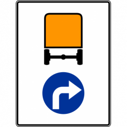 Znak C-17 Nakazany kierunek jazdy dla pojazdów z materiałami niebezpiecznymi