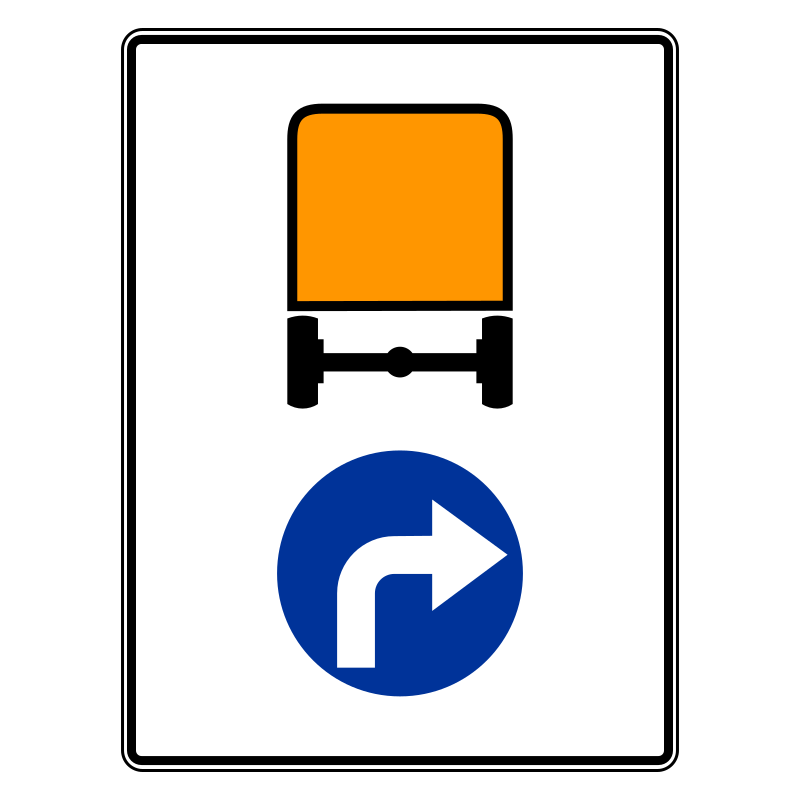 Znak C-17 Nakazany kierunek jazdy dla pojazdów z materiałami niebezpiecznymi
