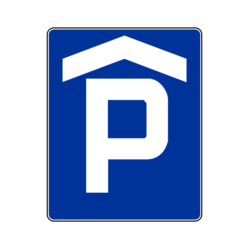 Znak D-18b Parking zadaszony