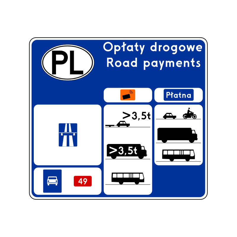 Znak D-39a Opłaty drogowe