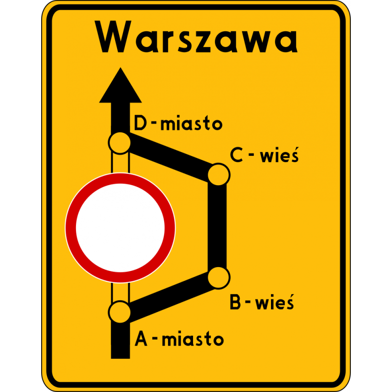 Znak F-8 Objazd w związku z zamknięciem drogi