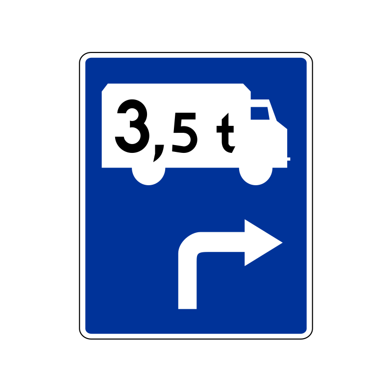 Znak F-12 Znak wskazujący przejazd tranzytowy umieszczany przed skrzyżowaniem