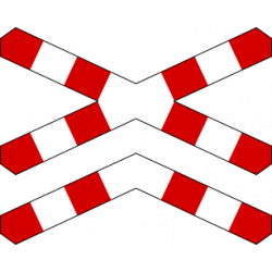 Znak G-4 Krzyż św. Andrzeja przed przejazdem kolejowym wielotorowym