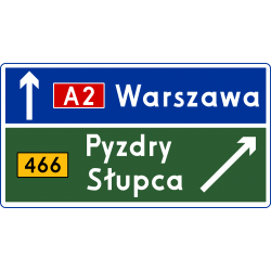 Znak E-2c Drogowskaz tablicowy umieszczany obok jezdni na autostradzie