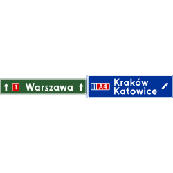 Znak E-2f Drogowskaz tablicowy umieszczany nad jezdnią przed wjazdem na autostradę