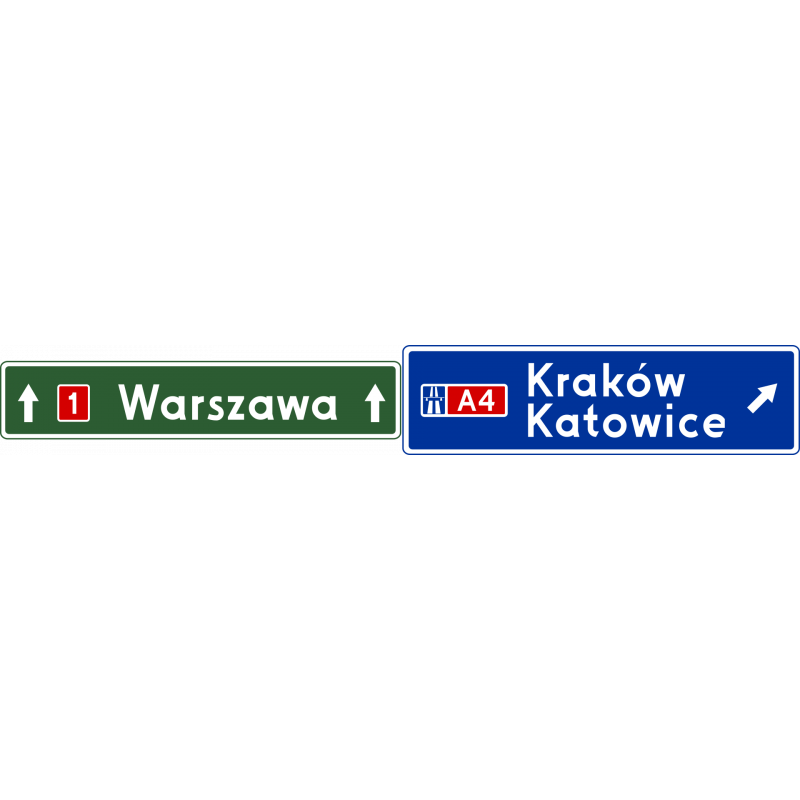 Znak E-2f Drogowskaz tablicowy umieszczany nad jezdnią przed wjazdem na autostradę