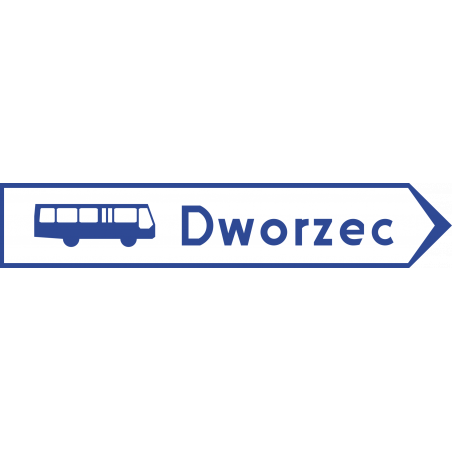 Znak E-6b Drogowskaz do dworca autobusowego